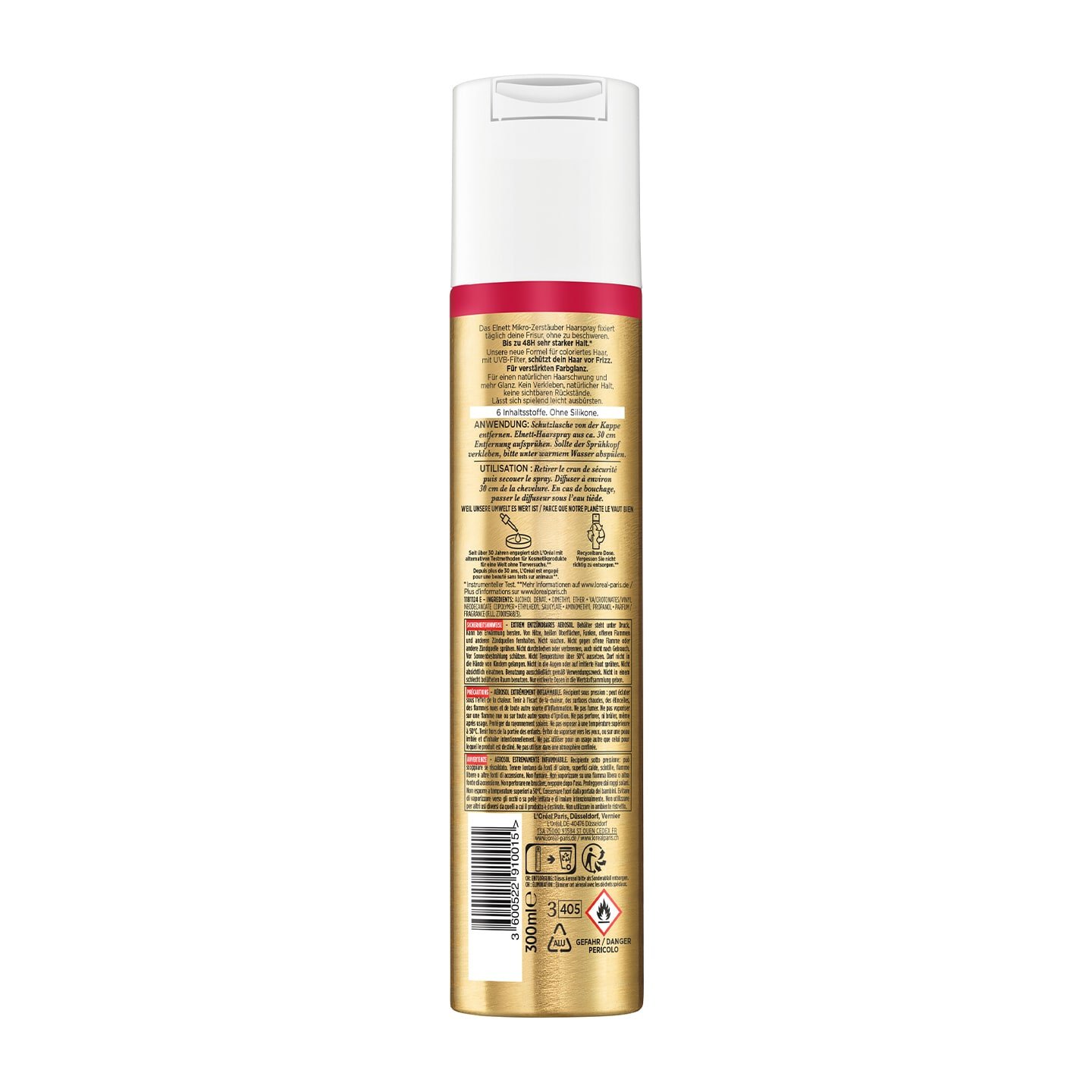 Elnett Ultra-Feines Haarspray Farbschutz Coloriertes Haar 300ml - Produkt Rückanischt